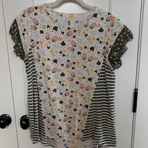 Matilda Jane Floral and polka dot patterned flutter sleeve blouse.  Size M